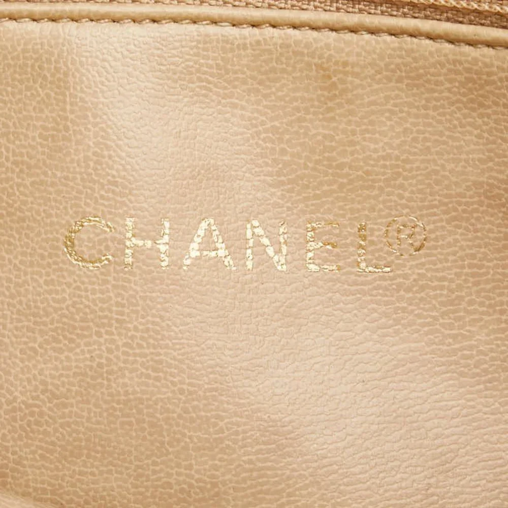 CHANEL Gray Leather Logo Tote Bag
